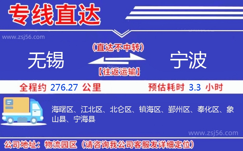 無錫到寧波物流公司